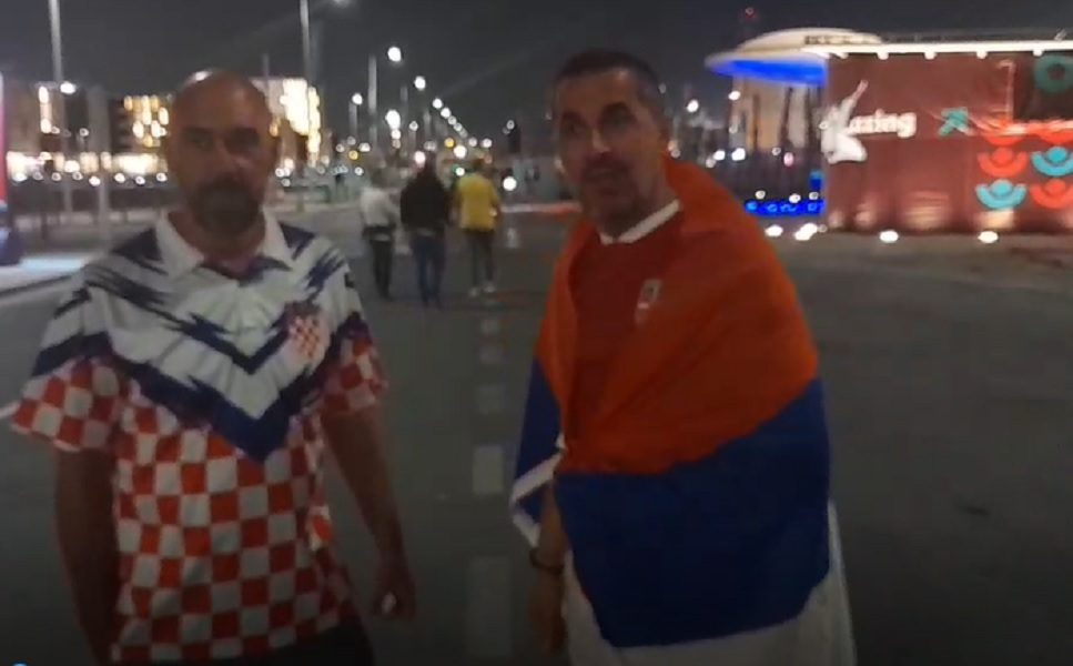 LEPA SLIKA Hrvat i Srbin zajedno idu da bodre „orlove“! (VIDEO)