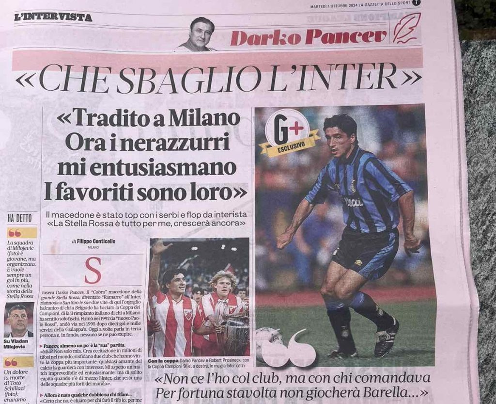 PROGNOZE „GAZETE DELO SPORT“ Zvezda i Inter izlaze u ovim sastavima! Svoja očekivanja izneo i Pančev… (FOTO)