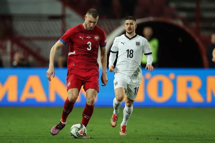 Strahinja Pavlović na utakmici protiv Austrije (Foto: Starsport)