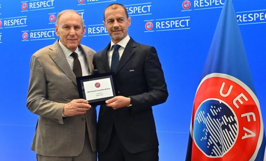 Dragan Džajić i Aleksandar Čeferin (Foto: FSS)