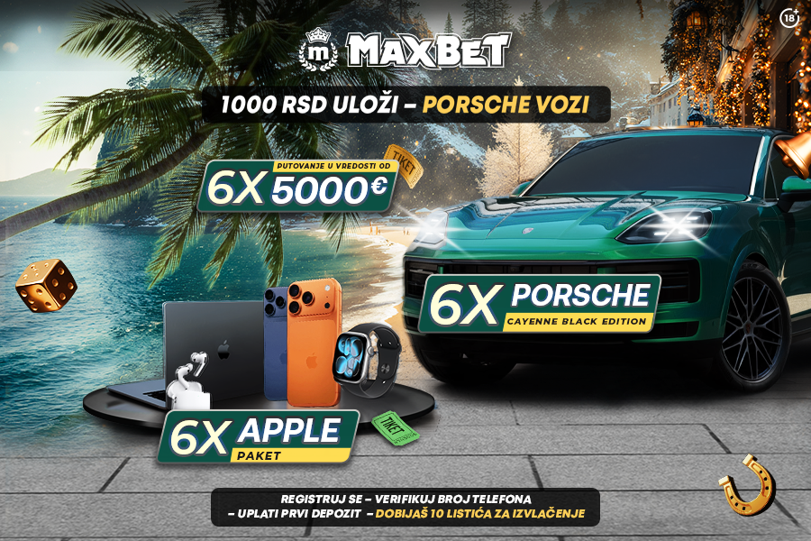 Šest Porsche vozila i putovanja u vrednosti od 5.000 evra u novoj MaxBet nagradnoj igri